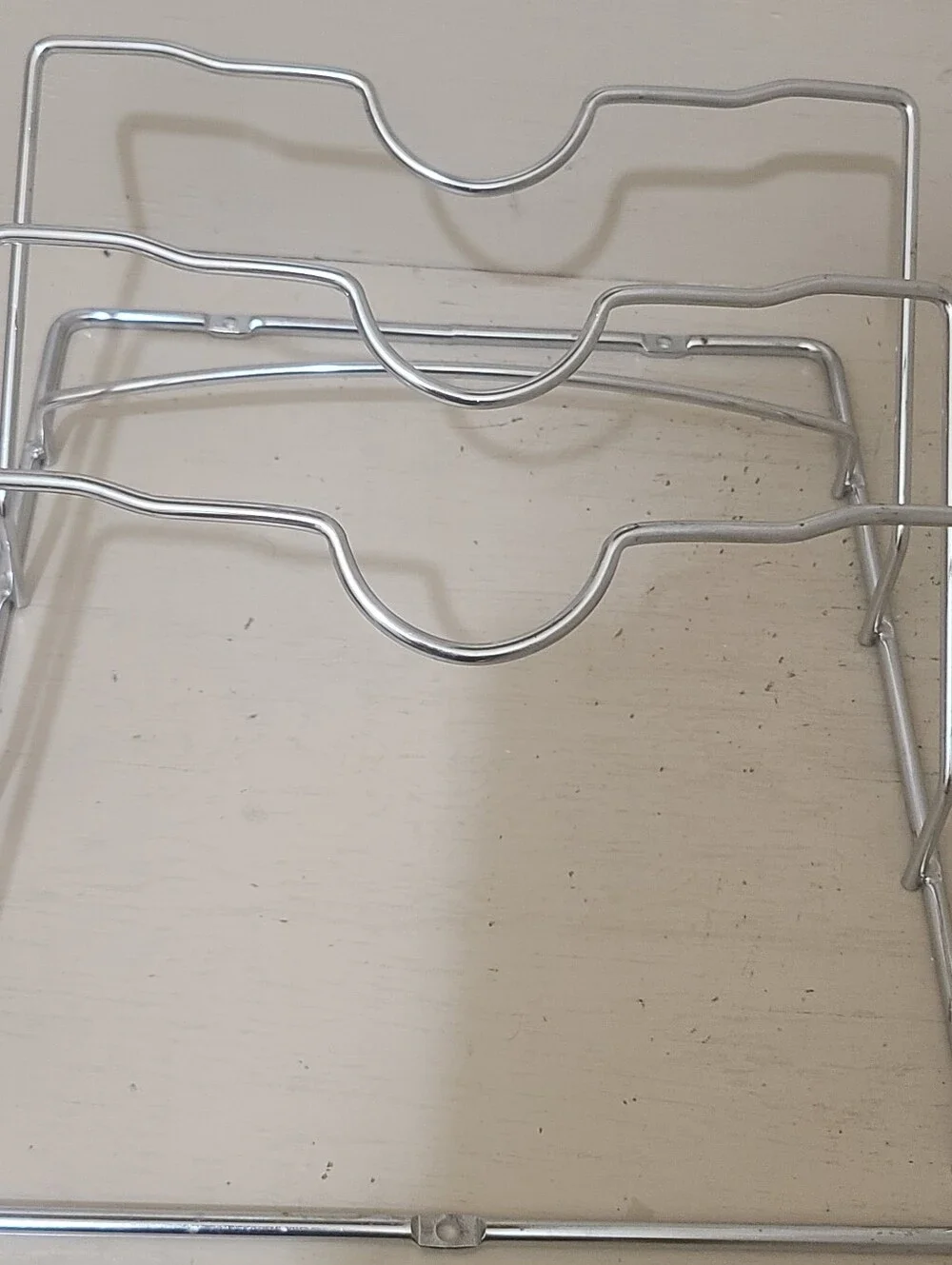 Chrome Metal Cabinet Door/Wall Mount Pot Lid Organizer Rack - Set Of 2